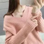 Green Diamond Knit V Neck Top for Women — feature 18