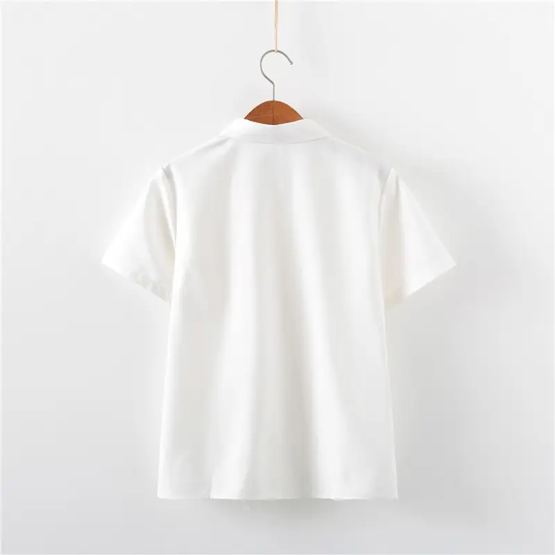 White Loose Sleeve Summer Shirt for Students - Image 6