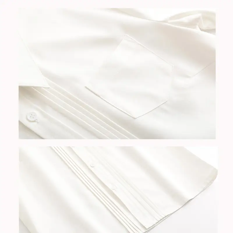 White Loose Sleeve Summer Shirt for Students - Image 7