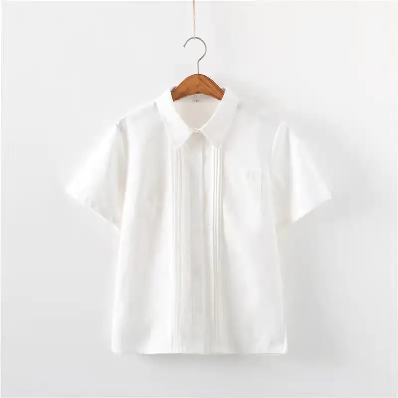 White Loose Sleeve Summer Shirt for Students - Image 2