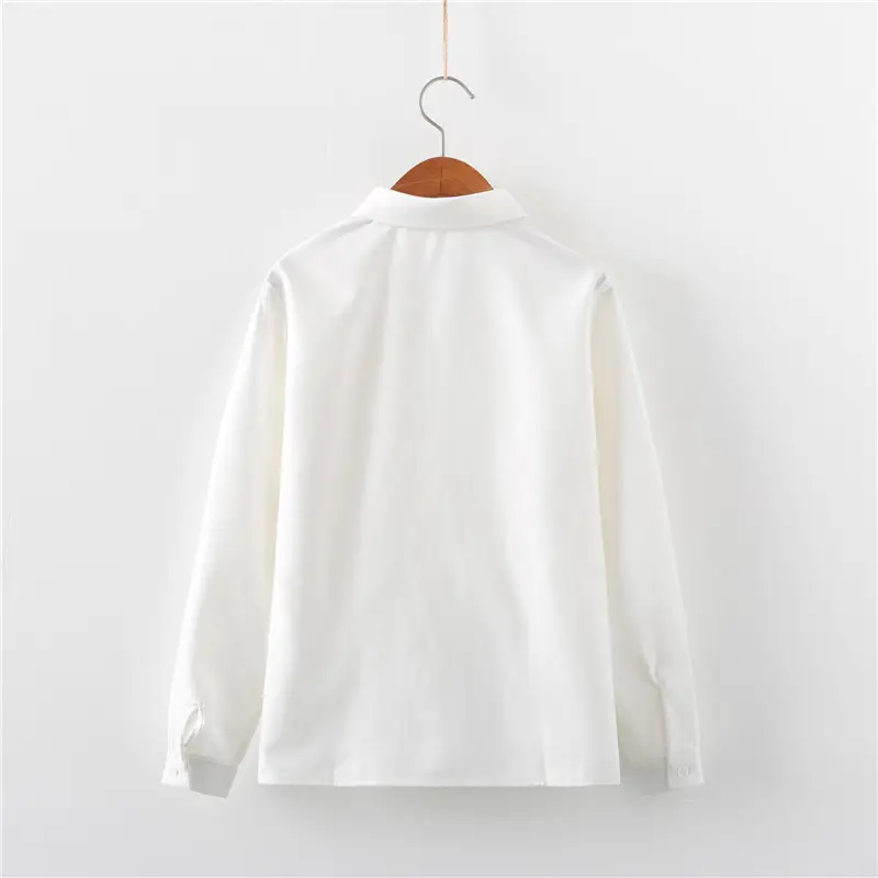 White Loose Sleeve Summer Shirt for Students - Image 3