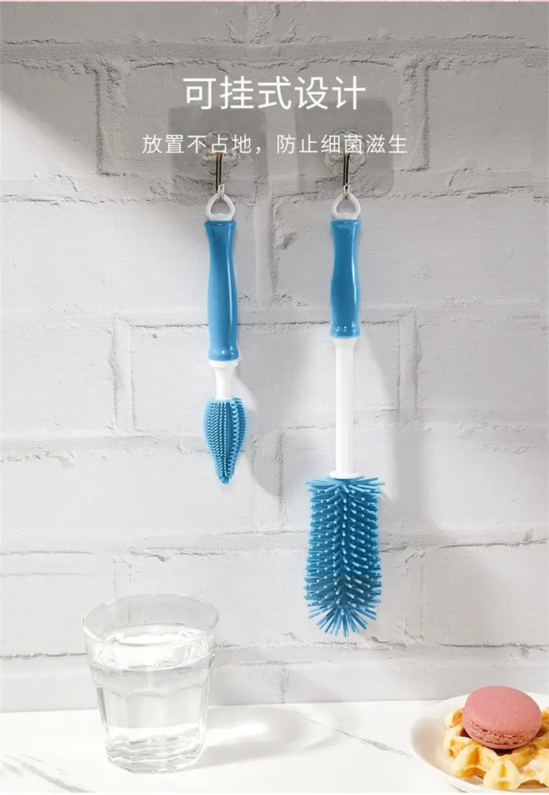 360 Degree Silicone Bottle Brush Long Handle Baby Bottle Cleaning — feature 14
