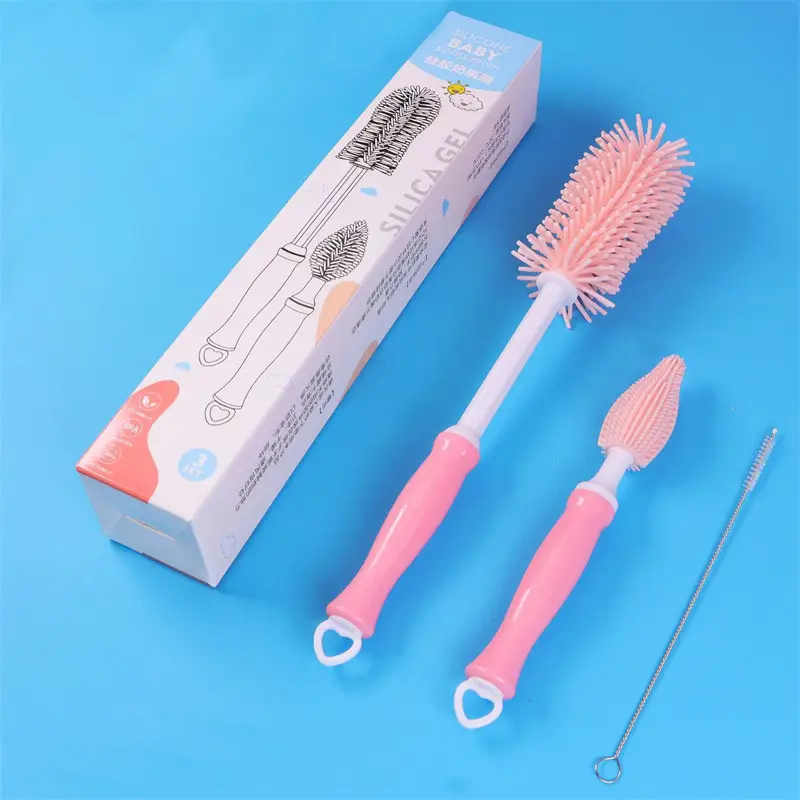 360 Degree Silicone Bottle Brush Long Handle Baby Bottle Cleaning — feature 15
