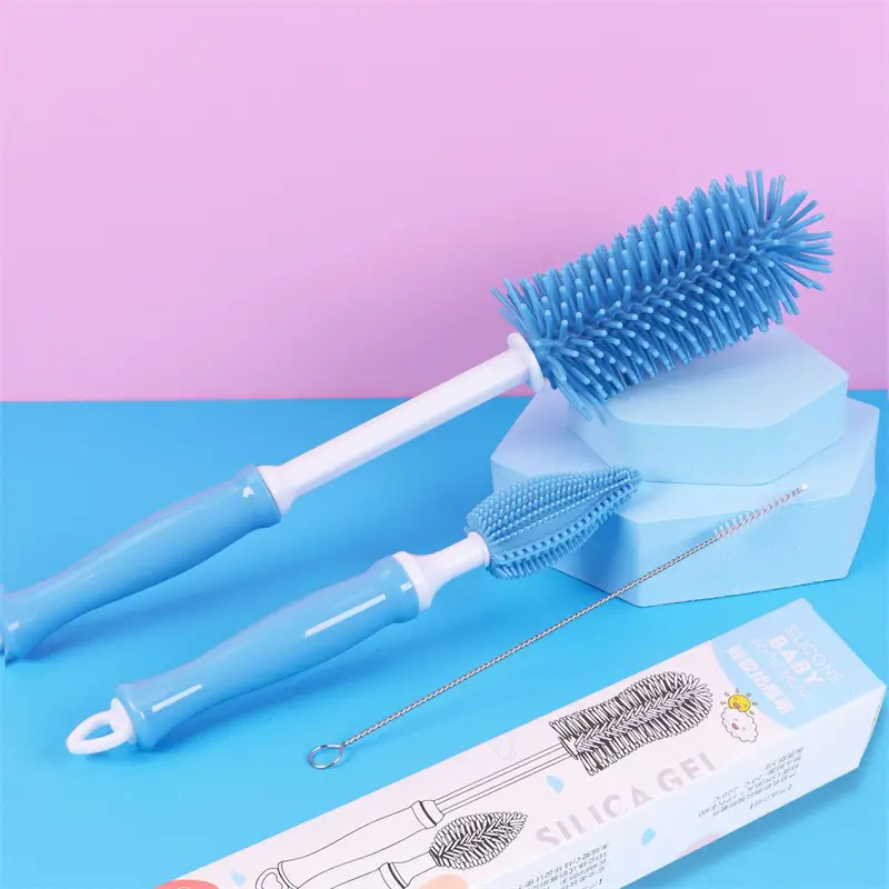360 Degree Silicone Bottle Brush Long Handle Baby Bottle Cleaning — feature 16