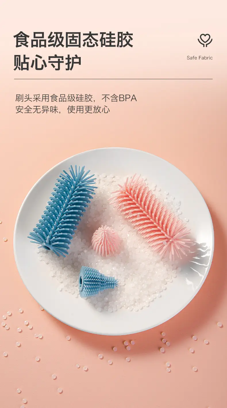 360 Degree Silicone Bottle Brush Long Handle Baby Bottle Cleaning — feature 3