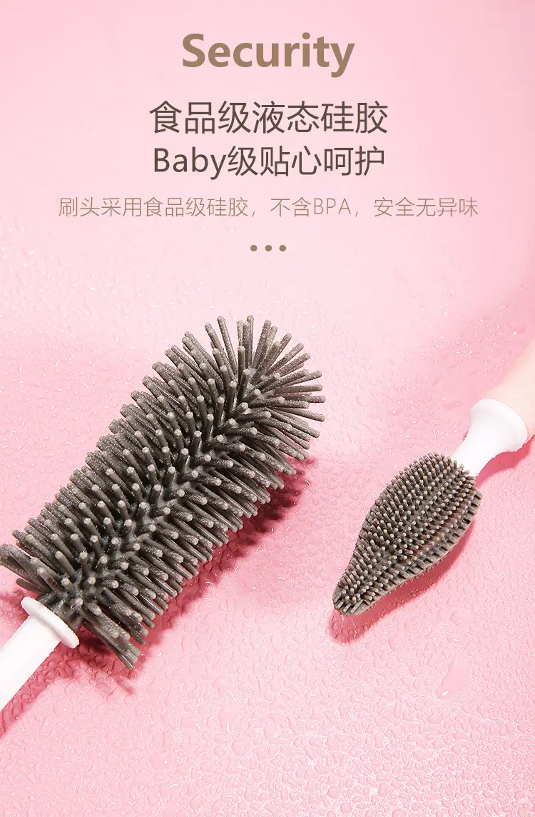 360 Degree Silicone Bottle Brush Long Handle Baby Bottle Cleaning — feature 8