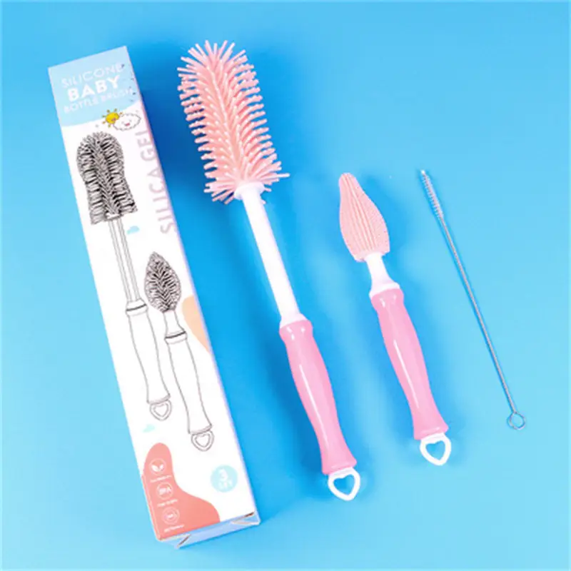360 Degree Silicone Bottle Brush Long Handle Baby Bottle Cleaning - Image 2