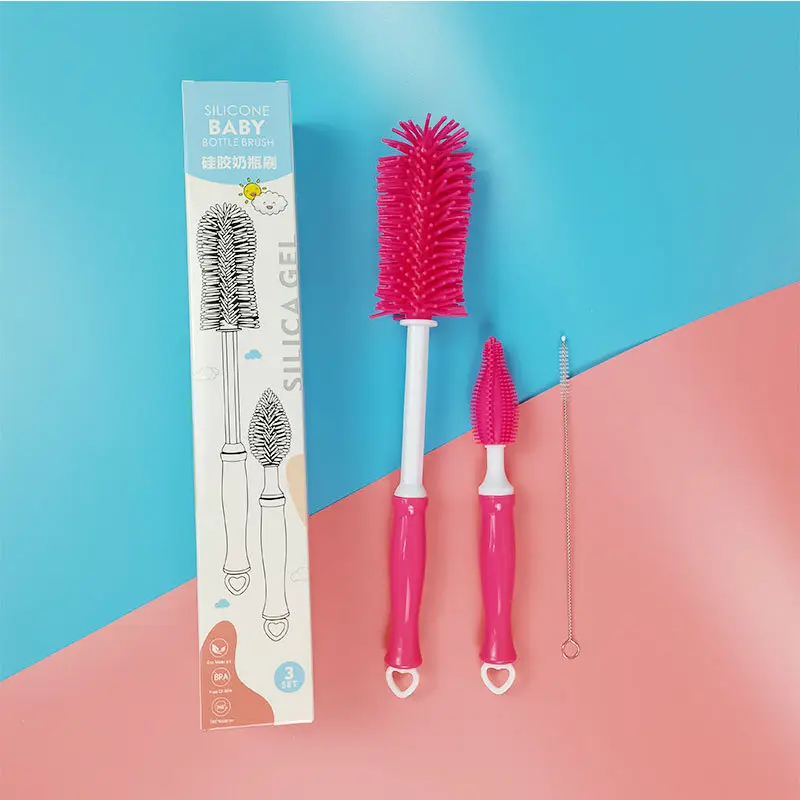 360 Degree Silicone Bottle Brush Long Handle Baby Bottle Cleaning - Image 3