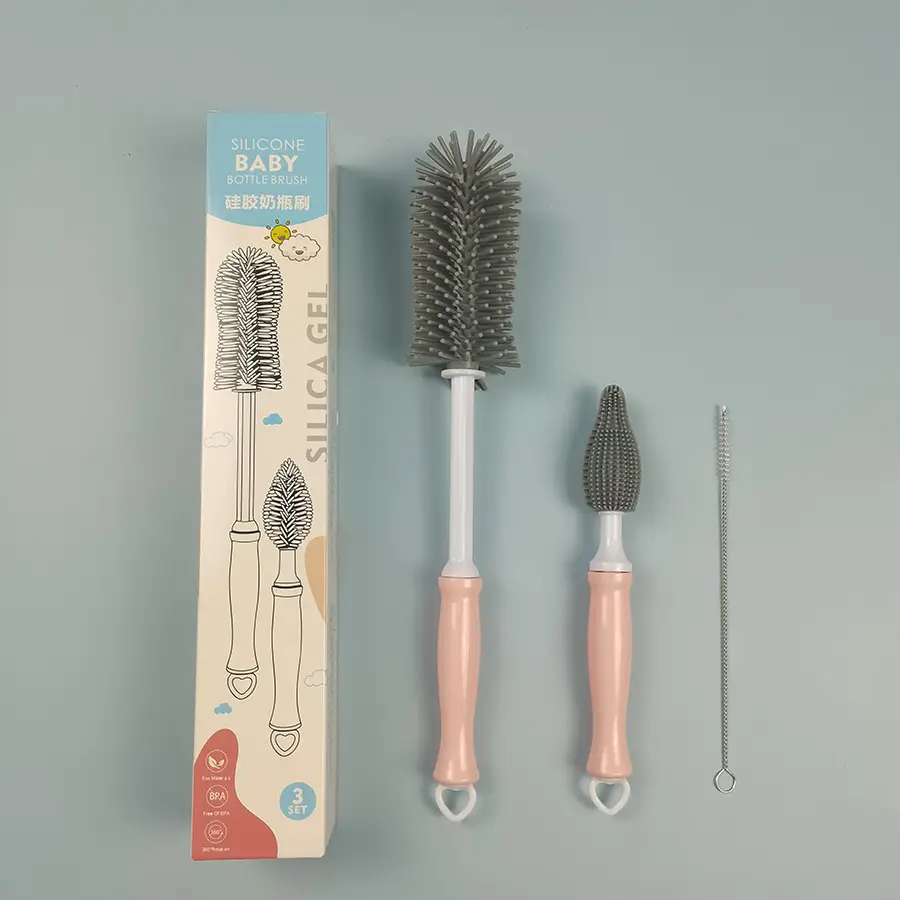 360 Degree Silicone Bottle Brush Long Handle Baby Bottle Cleaning - Image 4