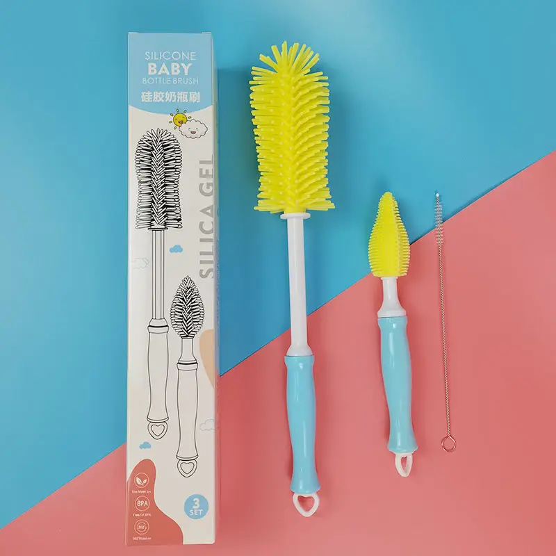 360 Degree Silicone Bottle Brush Long Handle Baby Bottle Cleaning - Image 5