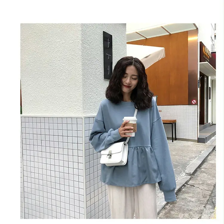 Women Korean Style Loose Slimming Top Solid Color - Image 7