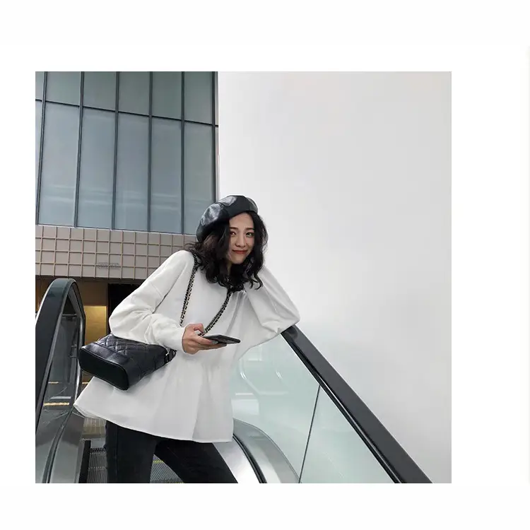 Women Korean Style Loose Slimming Top Solid Color - Image 8