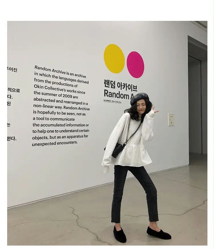Women Korean Style Loose Slimming Top Solid Color — feature 14