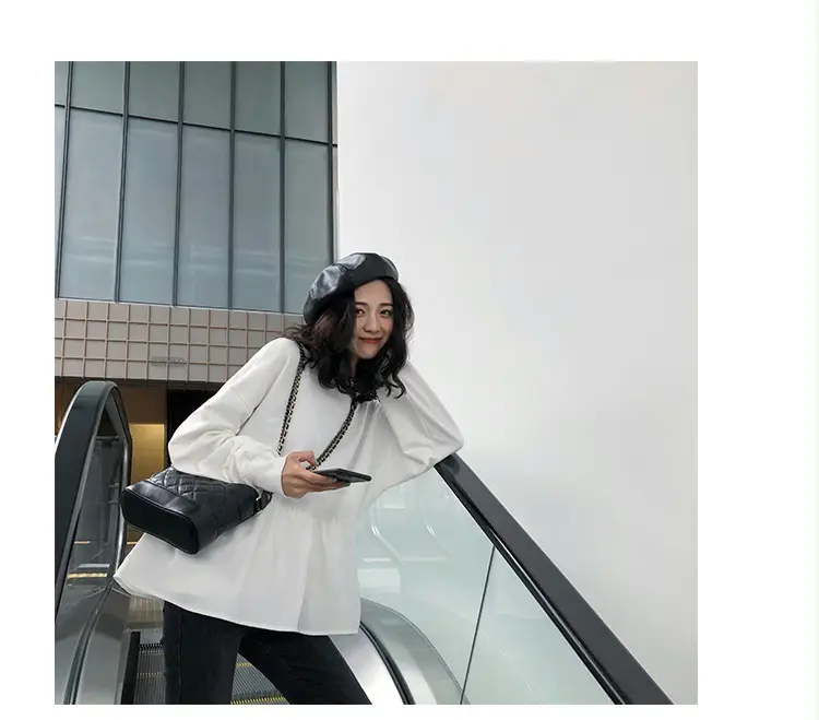 Women Korean Style Loose Slimming Top Solid Color — feature 16