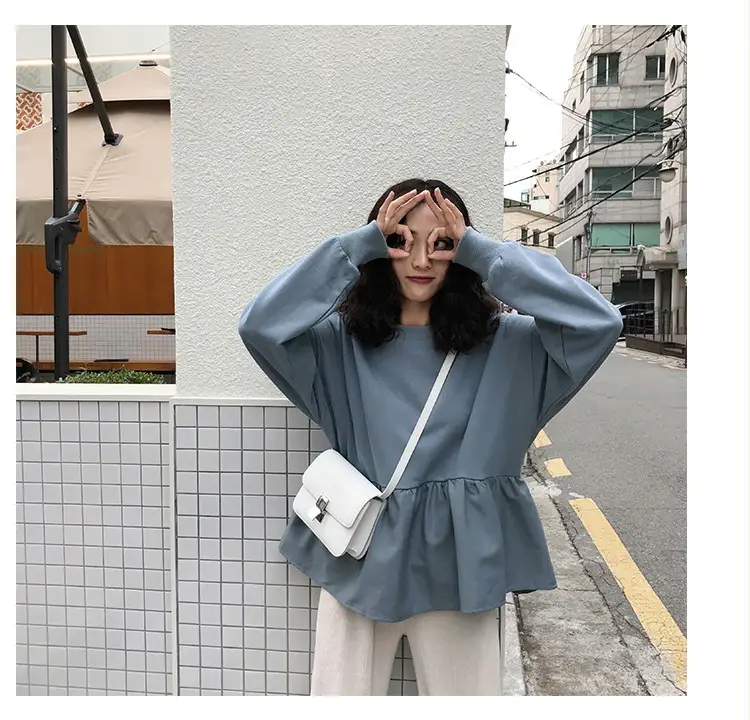 Women Korean Style Loose Slimming Top Solid Color — feature 23