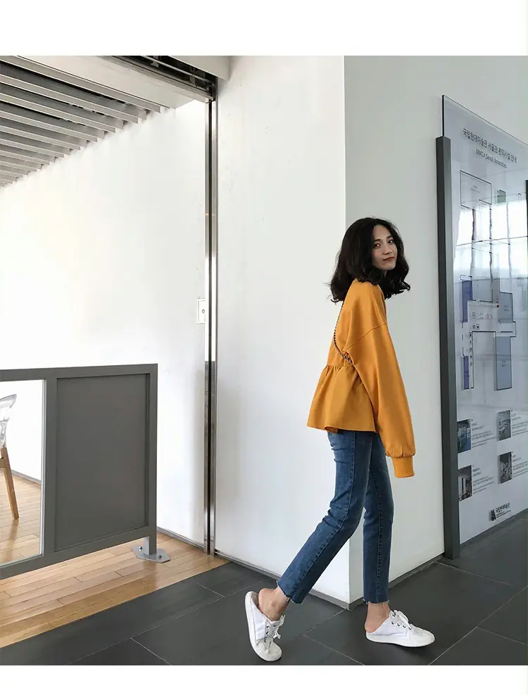 Women Korean Style Loose Slimming Top Solid Color — feature 7