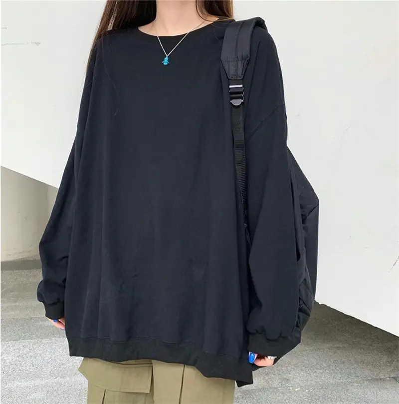 Women Korean Style Loose Sweatshirt White Long Sleeve — feature 18