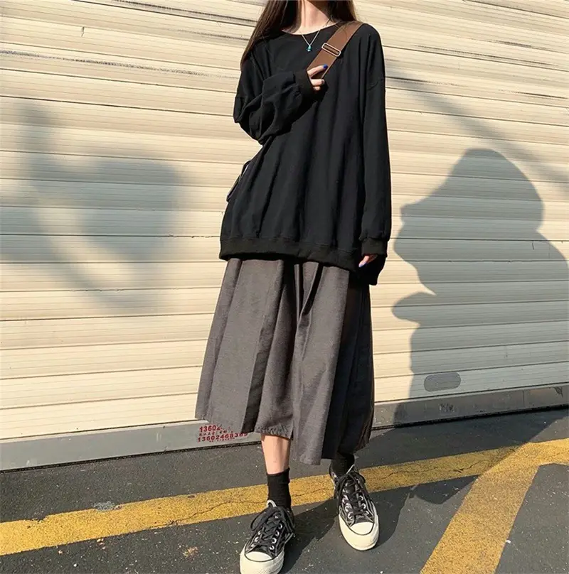 Women Korean Style Loose Sweatshirt White Long Sleeve — feature 19
