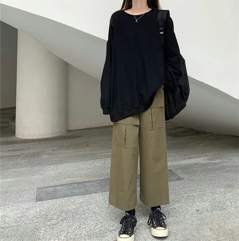 Women Korean Style Loose Sweatshirt White Long Sleeve — feature 20