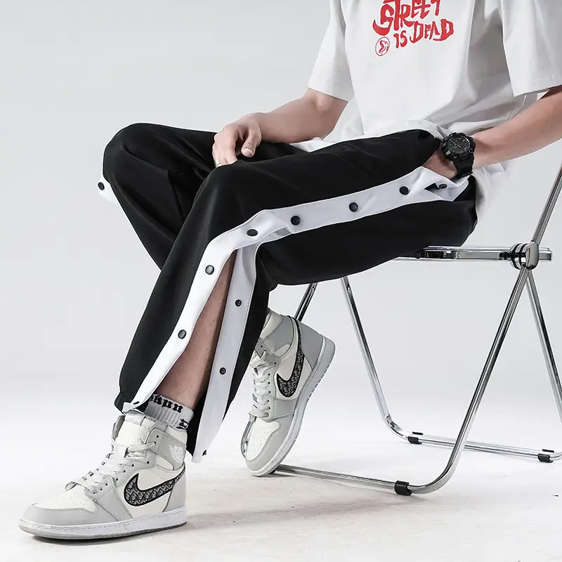 Men's Grey Crocodile-Striped Crocheted Pants - Image 5