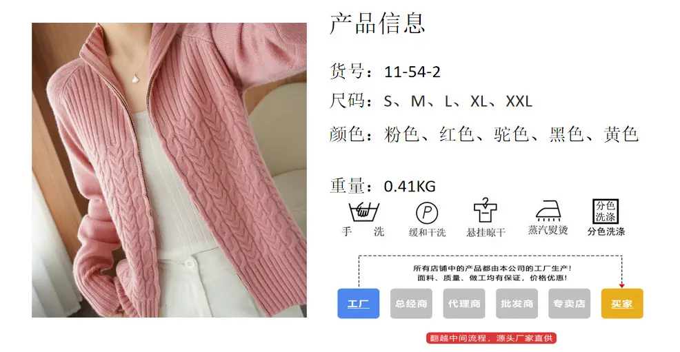 Women's Yellow Zipper Cardigan Sweater Jacket — feature 2
