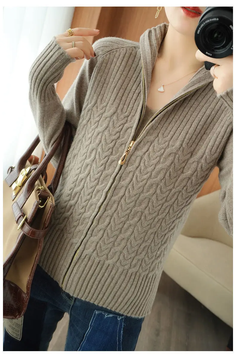 Women's Yellow Zipper Cardigan Sweater Jacket — feature 7