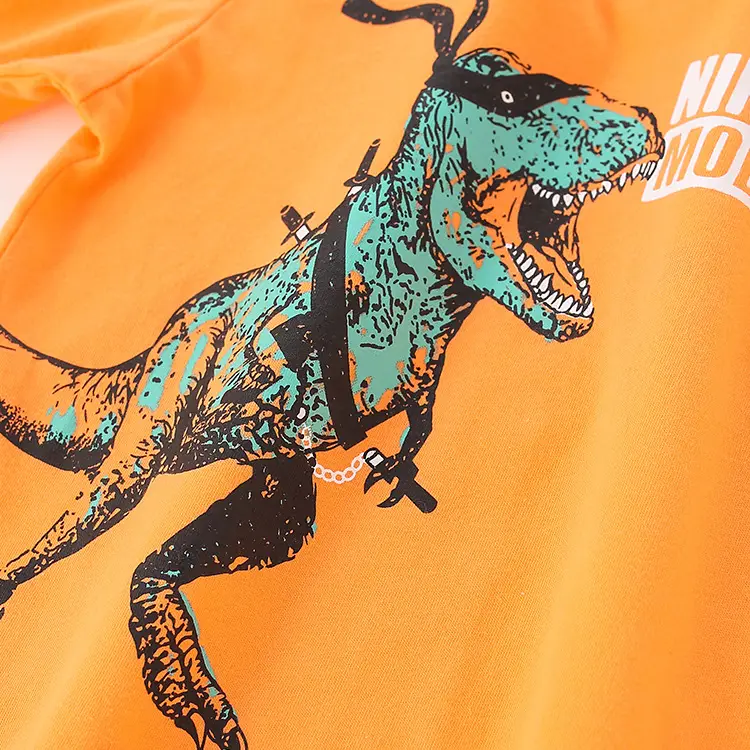 Orange Cotton Long Sleeve T-Shirt for Boys - Image 3