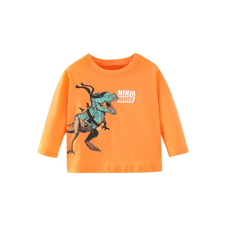 Orange Cotton Long Sleeve T-Shirt for Boys - Image 5