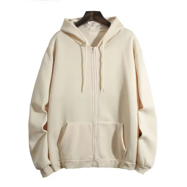 Men Full Zip Fleece Hoodie Yellow Casual Sportswear — feature 5