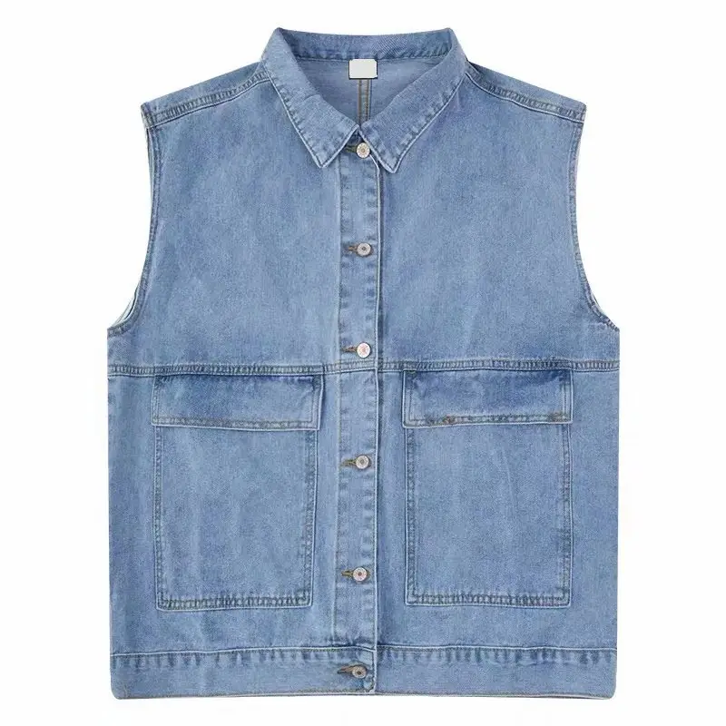 Women Denim Vest Sleeveless Top Loose Bf Large Size - Image 7