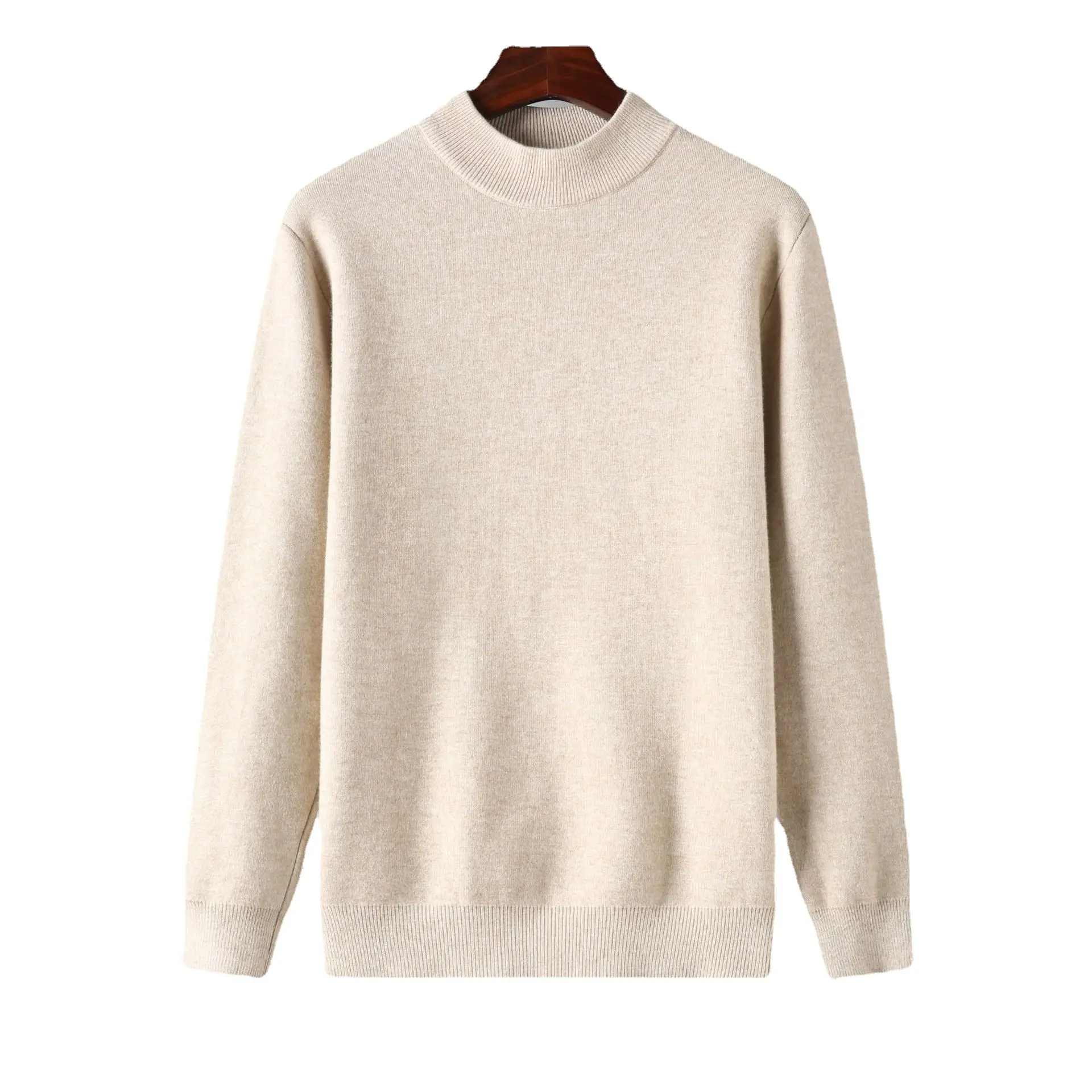 Men's Dark Green Half Turtle Collar Pullover Sweater - Image 10
