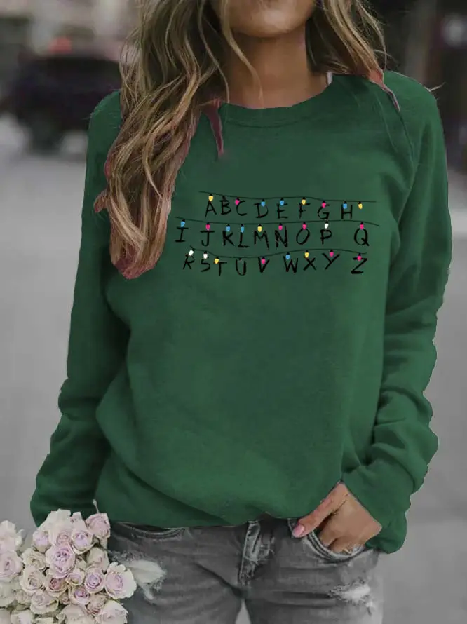 Women Grey Alphabet Printed Sweatshirt - Image 15
