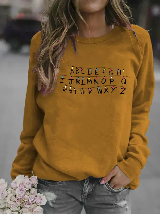 Women Grey Alphabet Printed Sweatshirt - Image 11