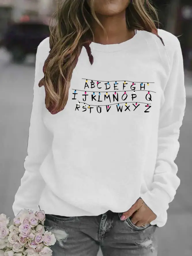 Women Grey Alphabet Printed Sweatshirt - Image 2
