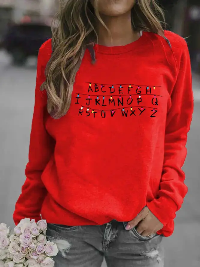 Women Grey Alphabet Printed Sweatshirt - Image 4