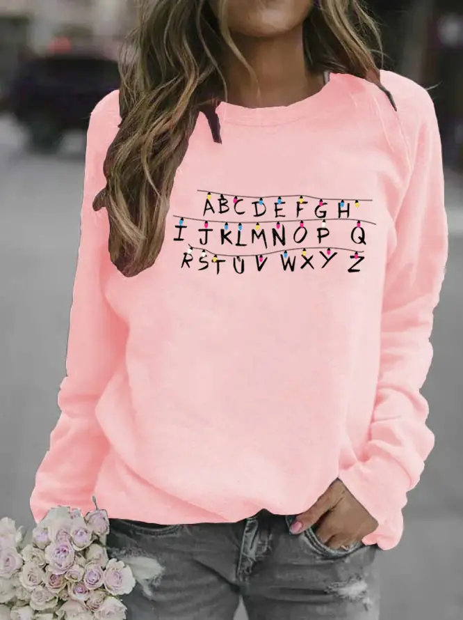 Women Grey Alphabet Printed Sweatshirt - Image 5