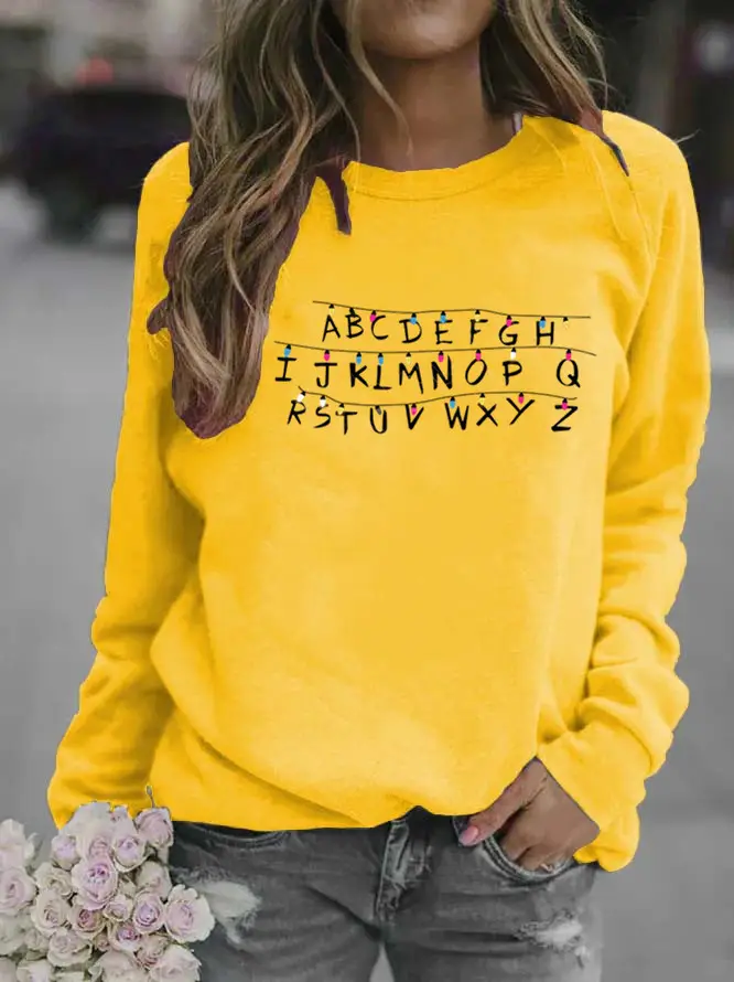 Women Grey Alphabet Printed Sweatshirt - Image 6