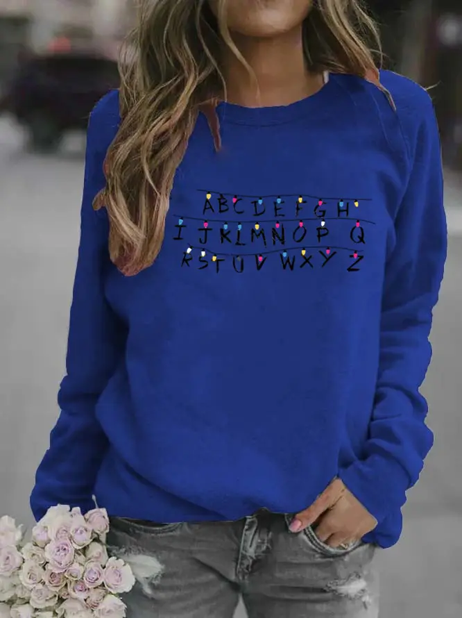 Women Grey Alphabet Printed Sweatshirt - Image 7