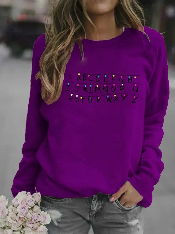 Women Grey Alphabet Printed Sweatshirt - Image 8