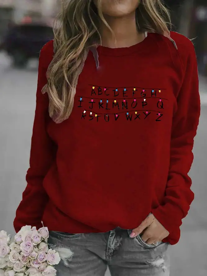 Women Grey Alphabet Printed Sweatshirt - Image 9
