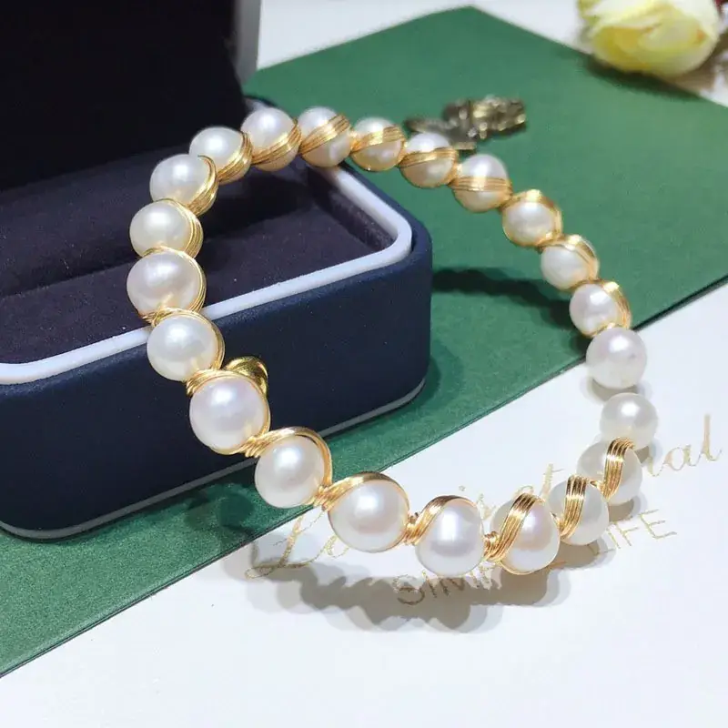 Freshwater Pearl Bracelet 6-7mm Gold-Filled - Image 6