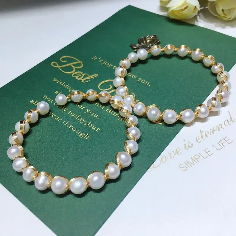 Freshwater Pearl Bracelet 6-7mm Gold-Filled - Image 2