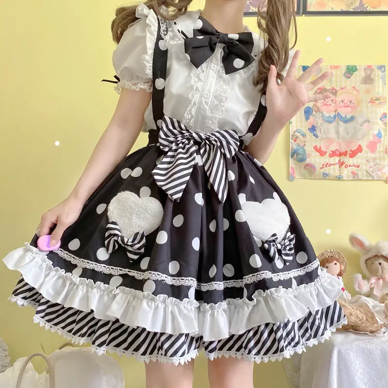 Pink Lolita Skirt Set with Rabbit Ears & Strap - Image 9