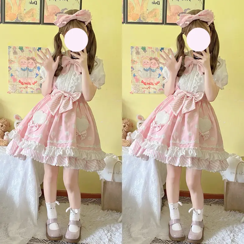 Pink Lolita Skirt Set with Rabbit Ears & Strap — feature 17