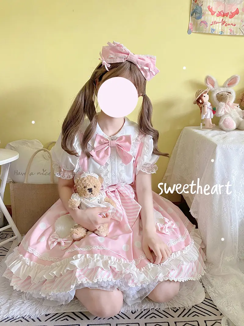 Pink Lolita Skirt Set with Rabbit Ears & Strap — feature 21