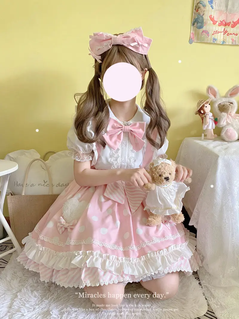 Pink Lolita Skirt Set with Rabbit Ears & Strap — feature 22