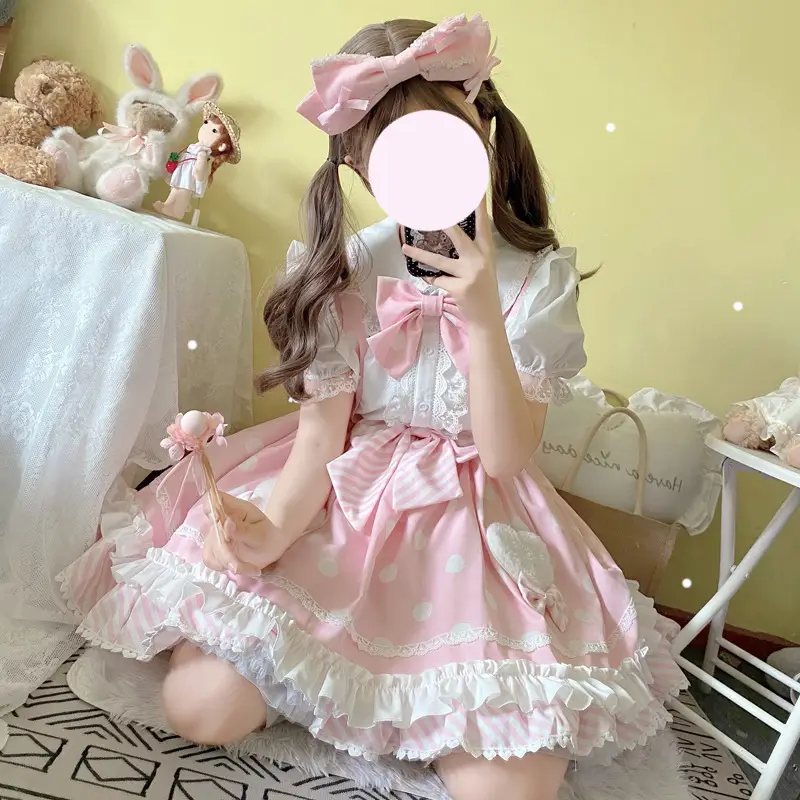 Pink Lolita Skirt Set with Rabbit Ears & Strap — feature 25