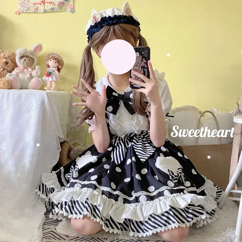 Pink Lolita Skirt Set with Rabbit Ears & Strap — feature 30