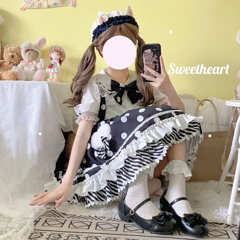 Pink Lolita Skirt Set with Rabbit Ears & Strap — feature 31