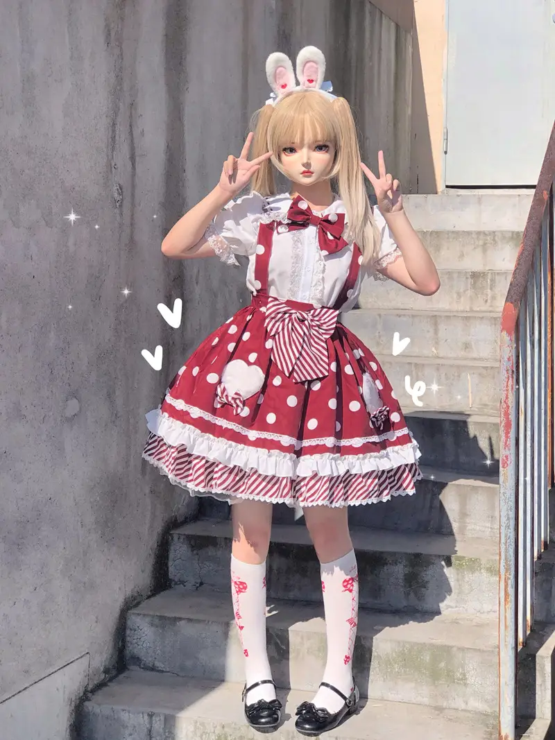 Pink Lolita Skirt Set with Rabbit Ears & Strap — feature 38